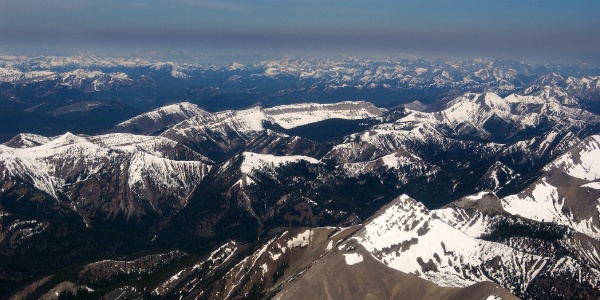 Aerial view of mountains, Bob Marshall Wilderness