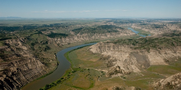 River running through bad lands