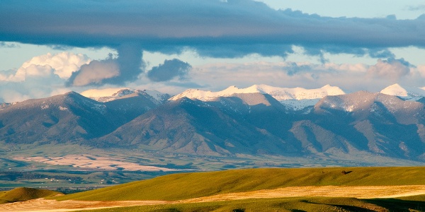 Scenic snow covered mountain range