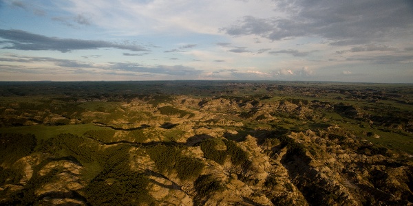 Aerial photo of Makoshika State Park, Glendive, MT